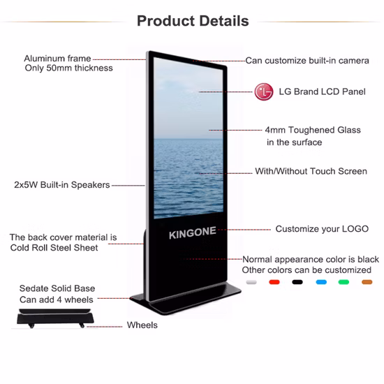Floor Standing Display LCD Panel 1080P Full HD Digital Signage 55 Inch Advertising LCD TV