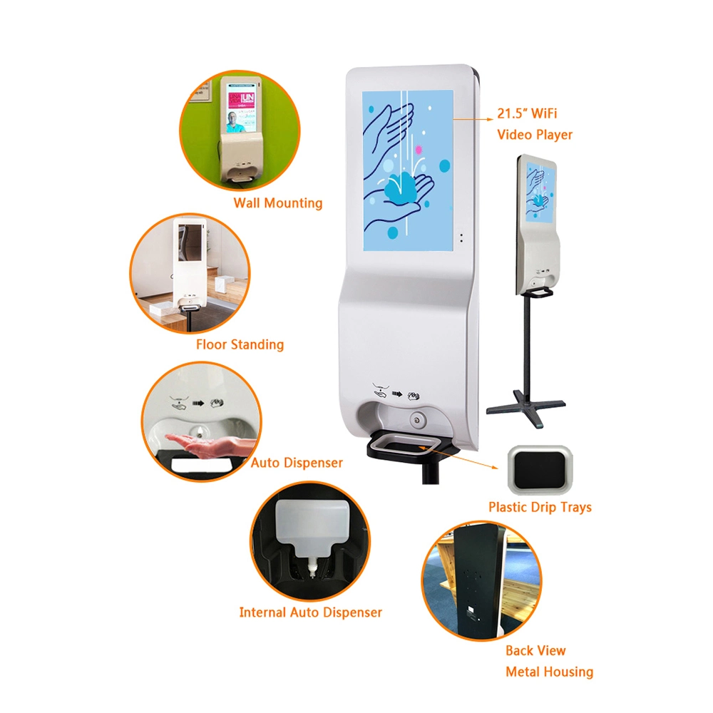 21.5inch LCD Screen Display with Automatic Hand Sanitizer Dispenser Kiosk
