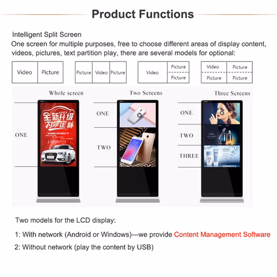 Floor Standing Display LCD Panel 1080P Full HD Digital Signage 55 Inch Advertising LCD TV